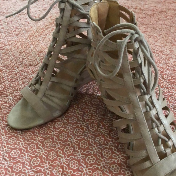 Nine West Caged Lace-Up Wedge Heels - Picture 2 of 5